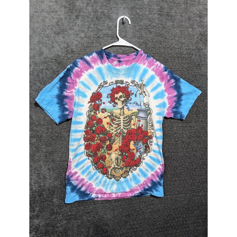 Liquid Blue Grateful Dead Bertha Skeleton Roses Tie Dye T-Shirt Mens M
